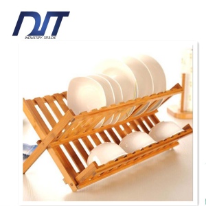 Custom Design Simple Foldable Dishes Bowls Wood Drainer Frame