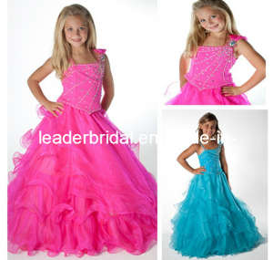 Stage Performance Gown Beads Wedding Ball Gown Tulle Flower Girl Dress F131224